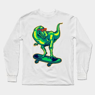 Neon - DIno - Raptor Skate - pos Long Sleeve T-Shirt